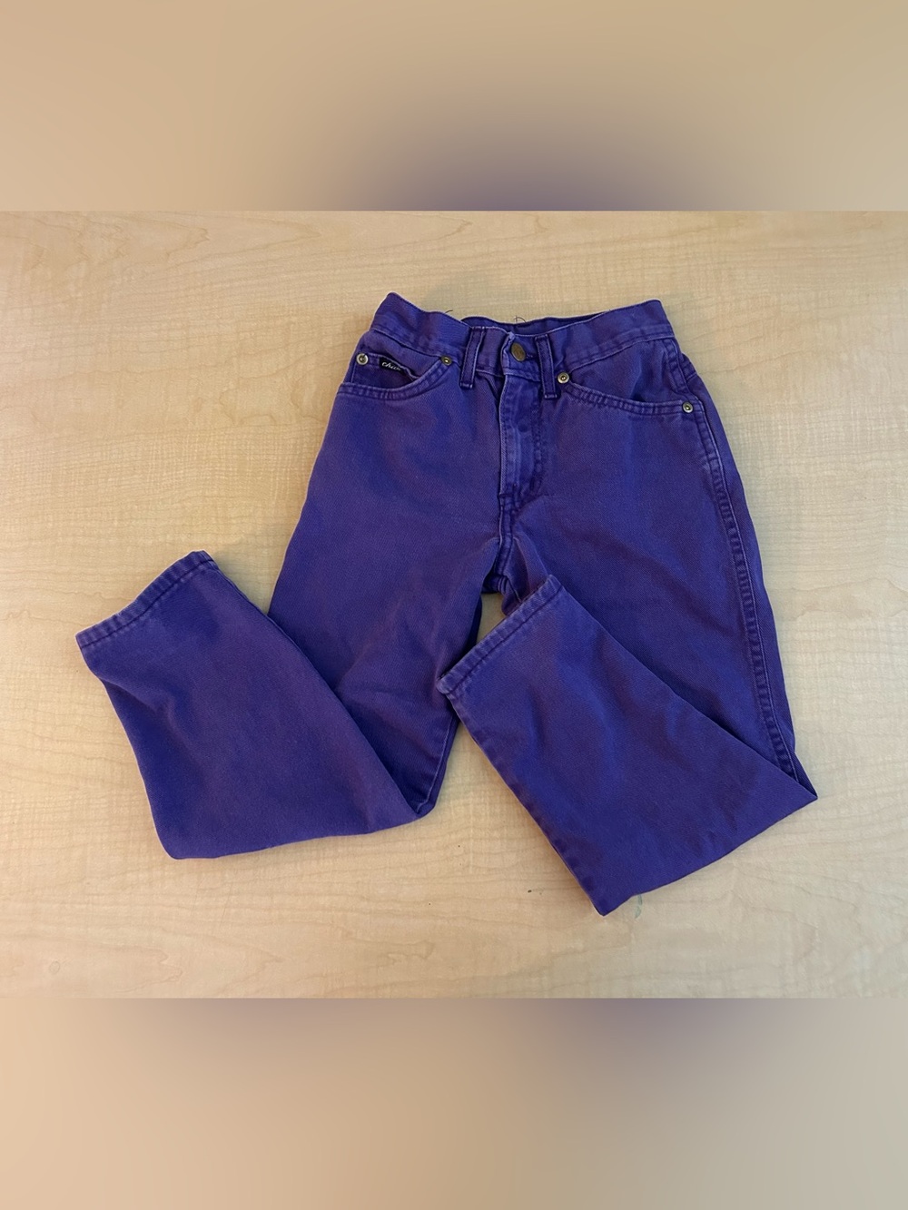 Vintage 90s Chic Jeans Girls Size 7 Purple High Waisted Tapered Denim Kids